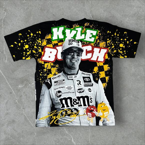 NASCAR Kyle Busch AOP M&M's Size XL Crown No. 18 All Over Print Racing T-Shirt - Picture 2 of 6